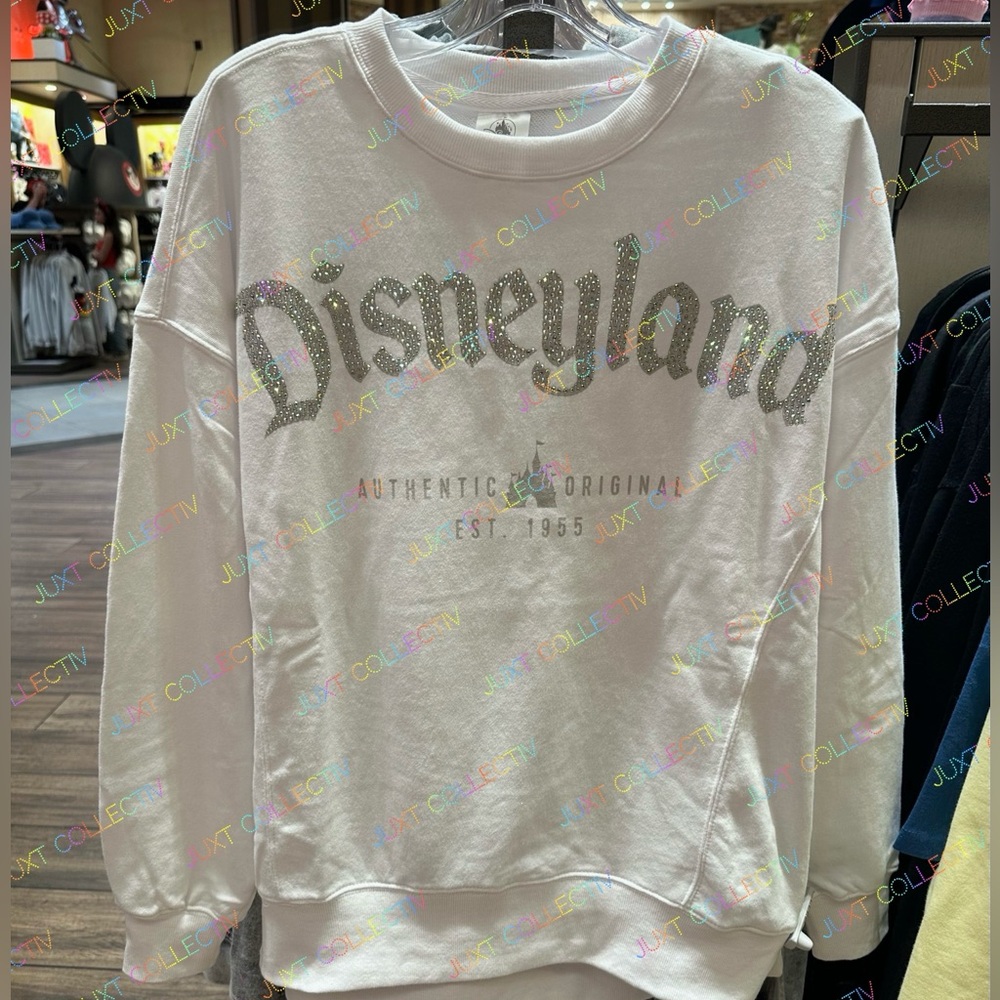 Disneyland Logo Authentic Original Castle Rhinestone Bling Pullover Sweatshirt